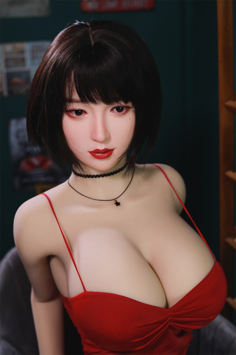 168CM Japanese Big Breast Burgundy Hair Silicone Head+ TPE Body Adult Love Sex Doll - Aiko IDATEDOLL