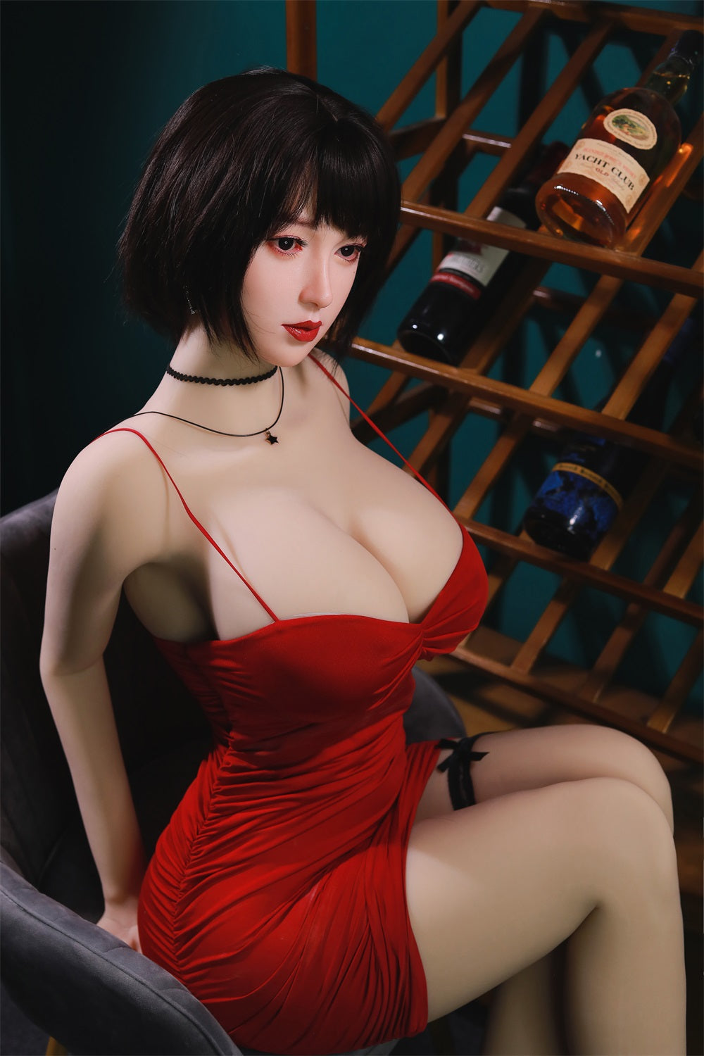 168CM Japanese Big Breast Burgundy Hair Silicone Head+ TPE Body Adult Love Sex Doll - Aiko IDATEDOLL