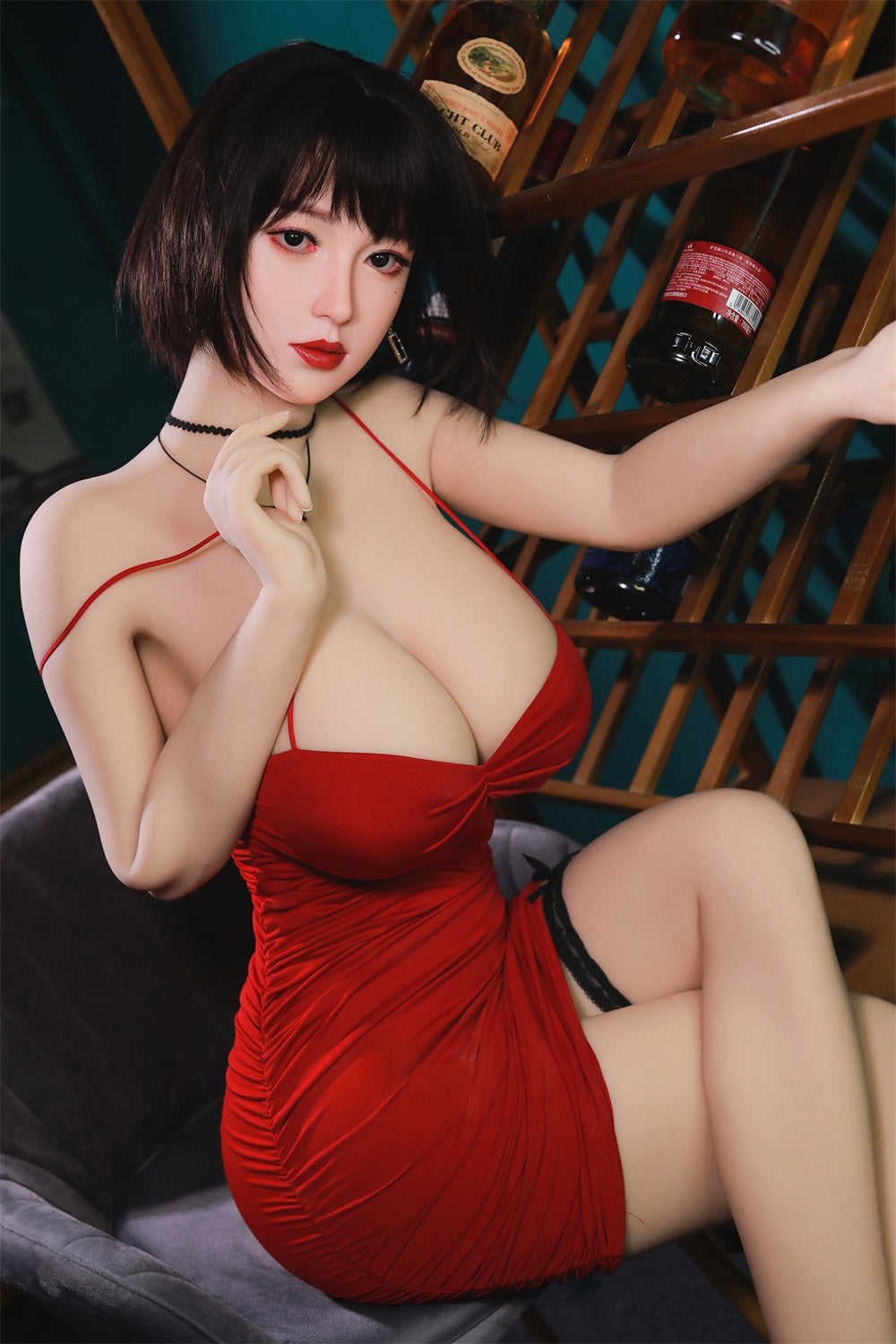 168CM Japanese Big Breast Burgundy Hair Silicone Head+ TPE Body Adult Love Sex Doll - Aiko IDATEDOLL