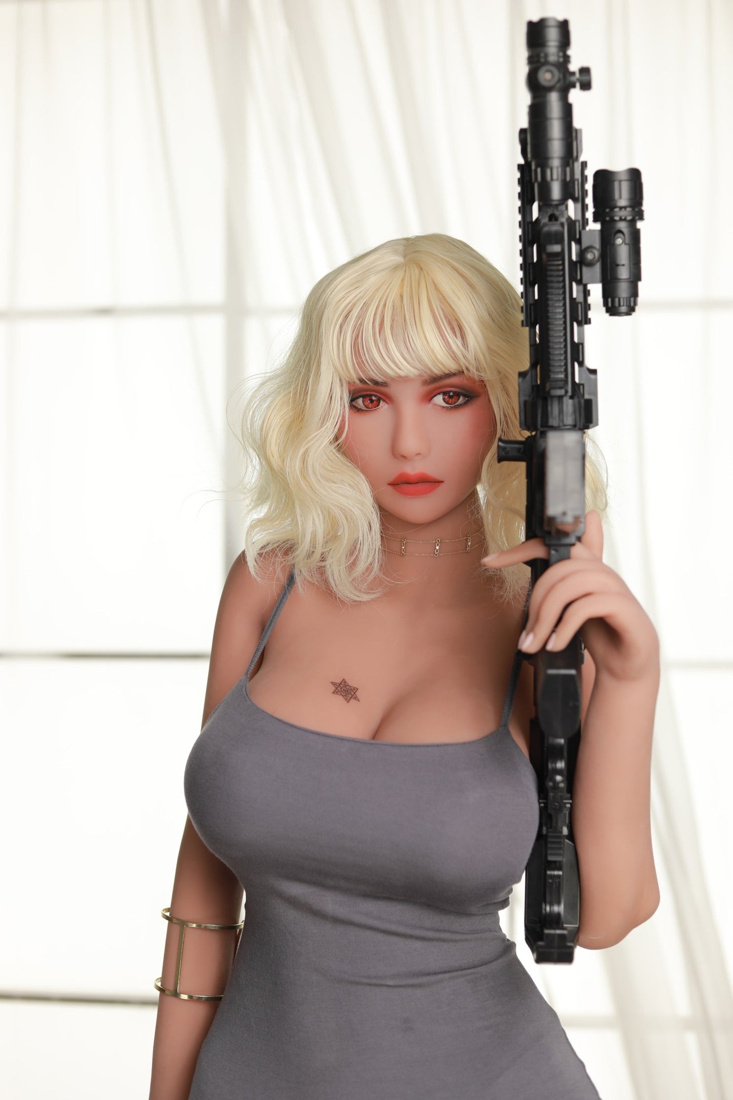 170CM Big Breast Short White Hair Adult Love TPE Sex Doll - Wary IDATEDOLL