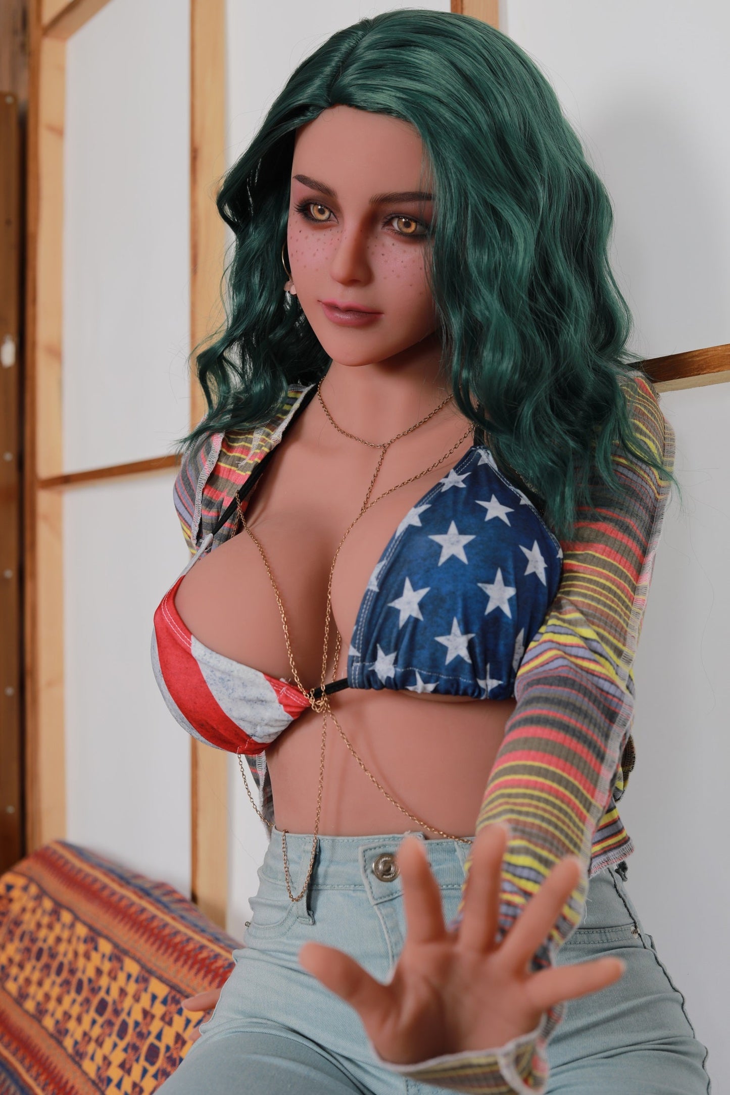 163CM Large Breast Green Curly Hair TPE Sex Doll - Brike IDATEDOLL