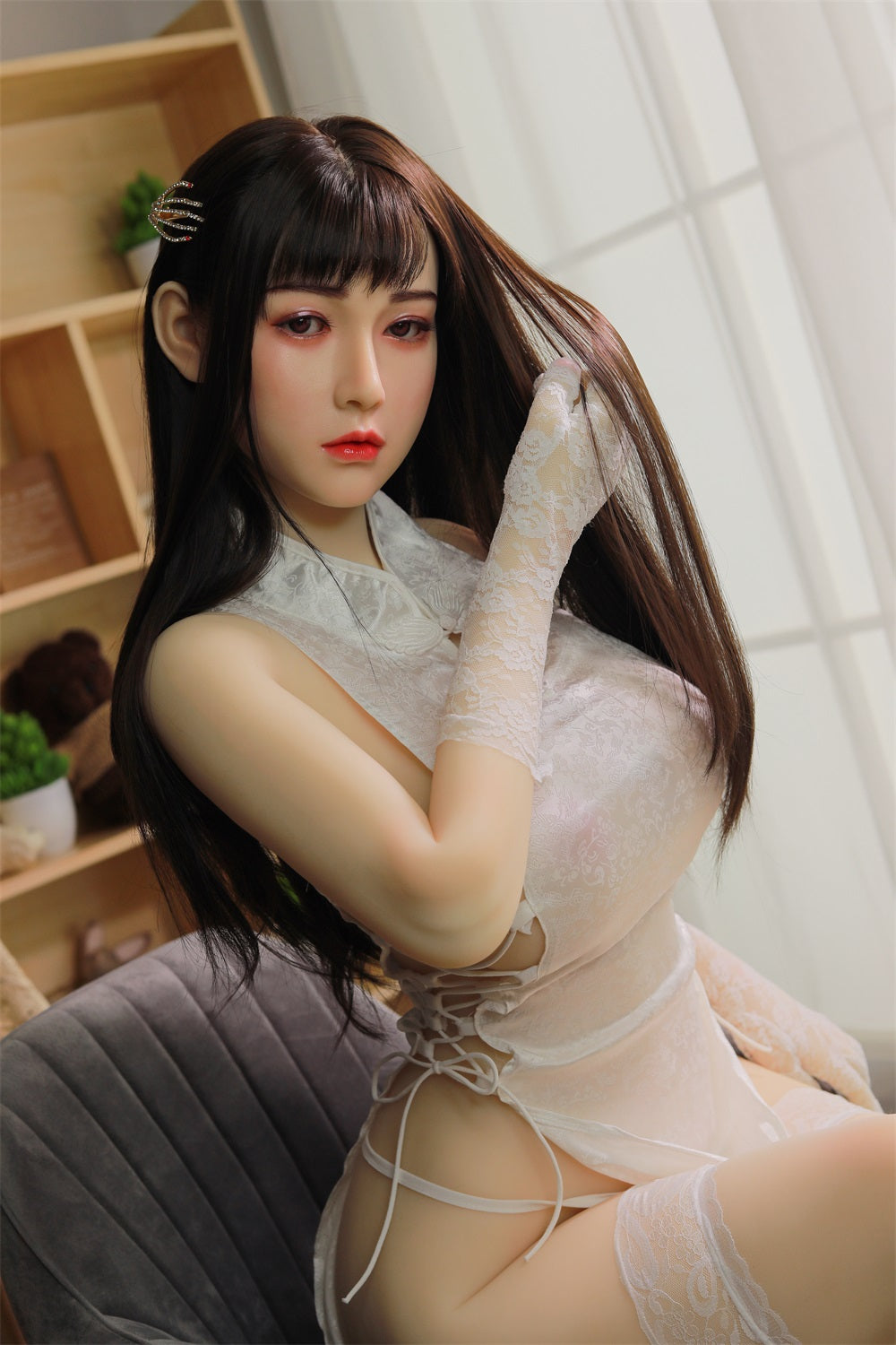 170CM Japanese Big Breast Long Hair Silicone Head+ TPE Body Adult Love Sex Doll - Lilith IDATEDOLL